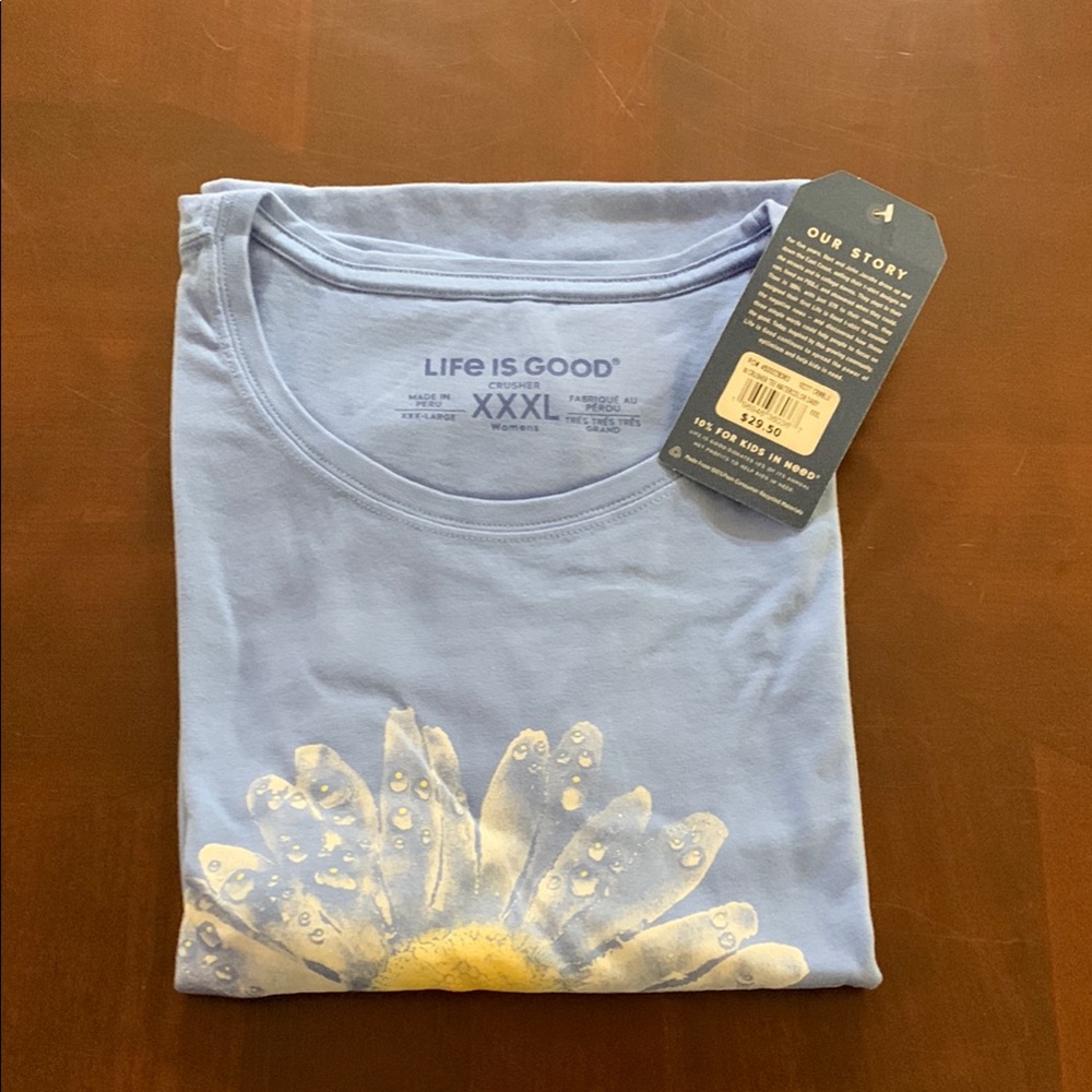 Life is Good Blue T-Shirt with Daisy Design